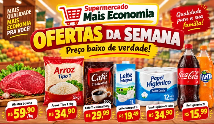 Arte de ofertas da semana do Supermercado Mais Economia